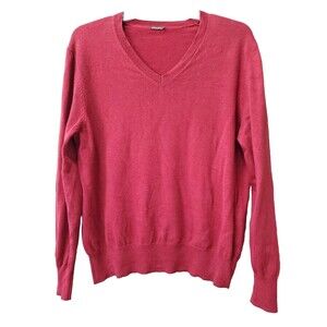 J McLaughlin Men's Red Cotton Blend V-Neck Pullover Sweater Size Medium